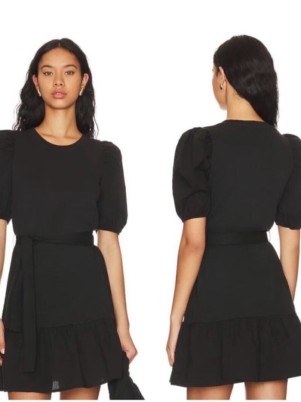 Nation LTD Evangeline Puff-Sleeve Tie-Waist Mini Dress